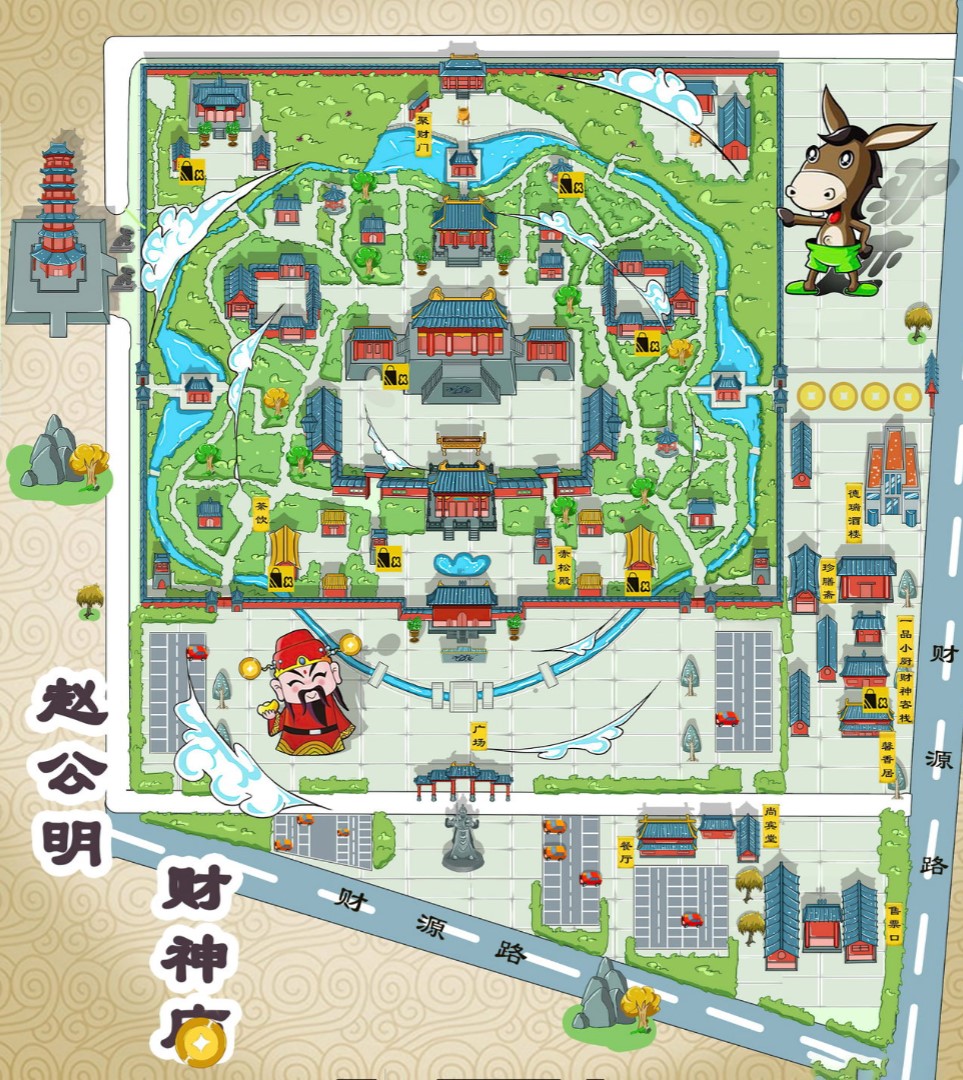 攸县寺庙类手绘地图